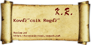 Kovácsik Regő névjegykártya